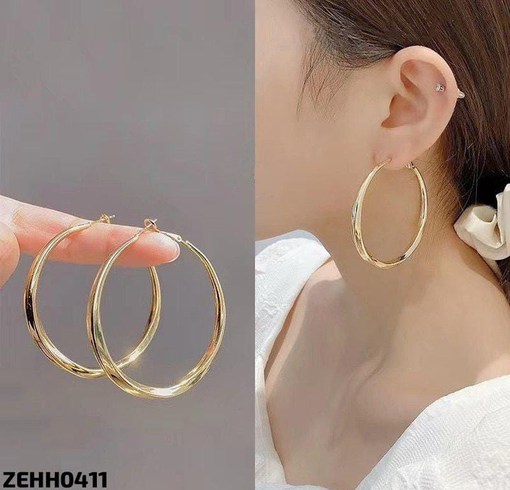 ZEHH0411  Round Plain Hoops Pair
