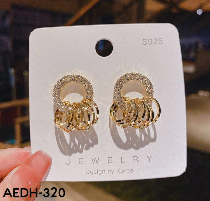 AEDH320  Circle Ear Drops Earrings Pair