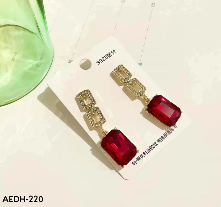 AEDH220  Sterling Square Drop Earrings Pair