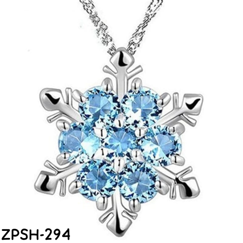 ZPSH294  Aqua Flower Star Curb Chain Pendant