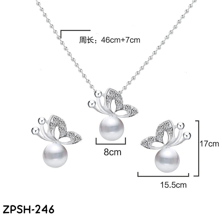 ZPSH246 DT Pearl Butterfly Pendant Set