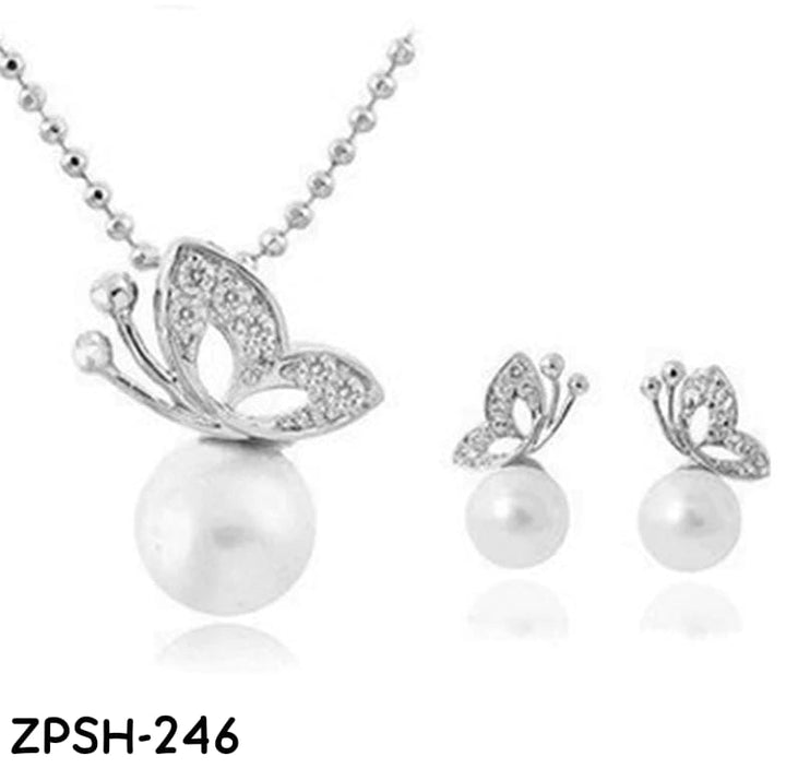 ZPSH246 DT Pearl Butterfly Pendant Set