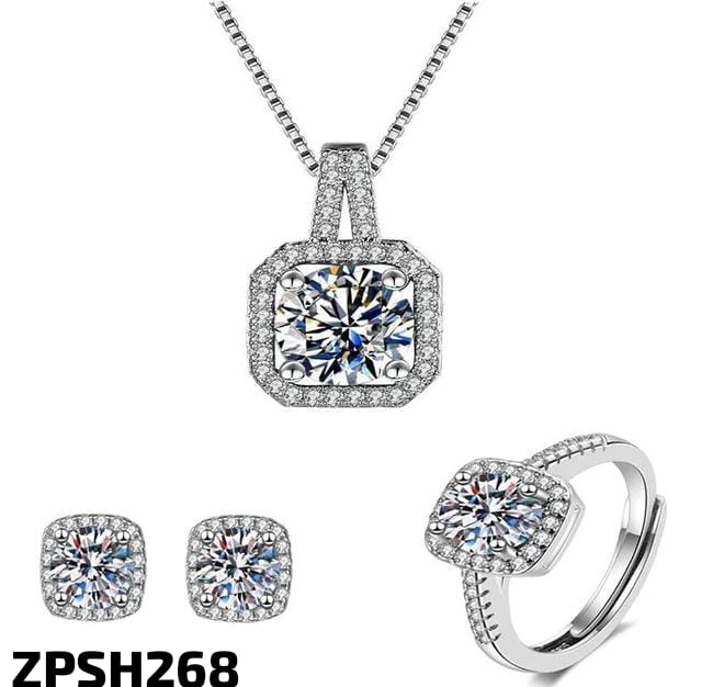 ZPSH268 DT Square Stone Pendant Set