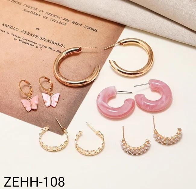ZEHH108  5 Differ Ear Hoops Pair