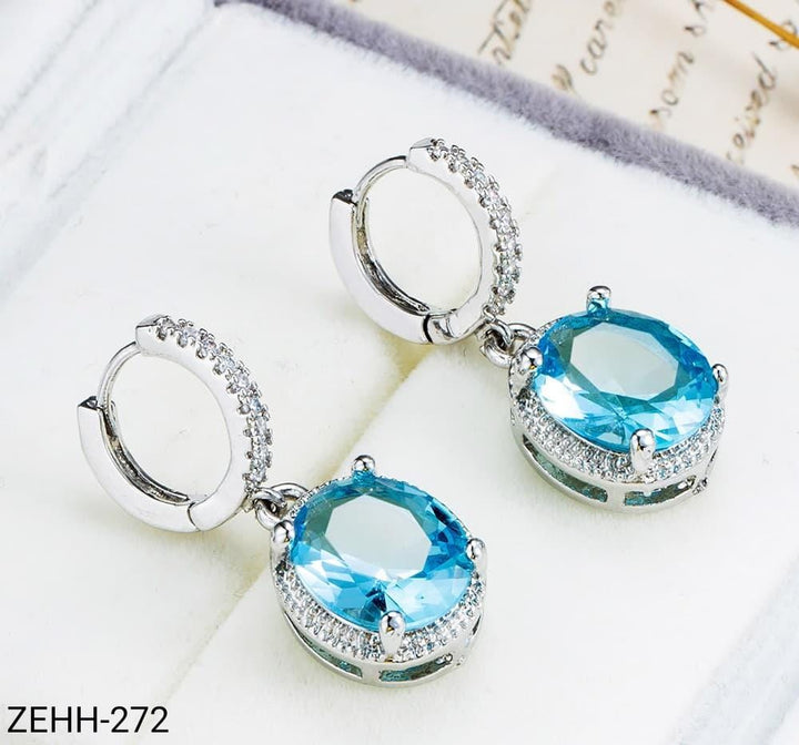 ZEHH272  Oval Drop Ear Hoops Pair
