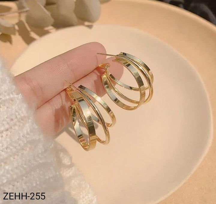 ZEHH255  Round Layered Hoops Pair