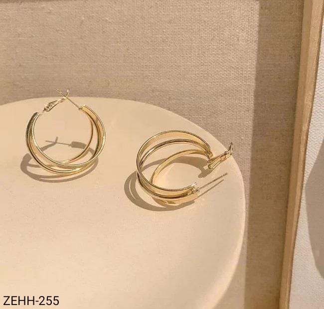 ZEHH255  Round Layered Hoops Pair