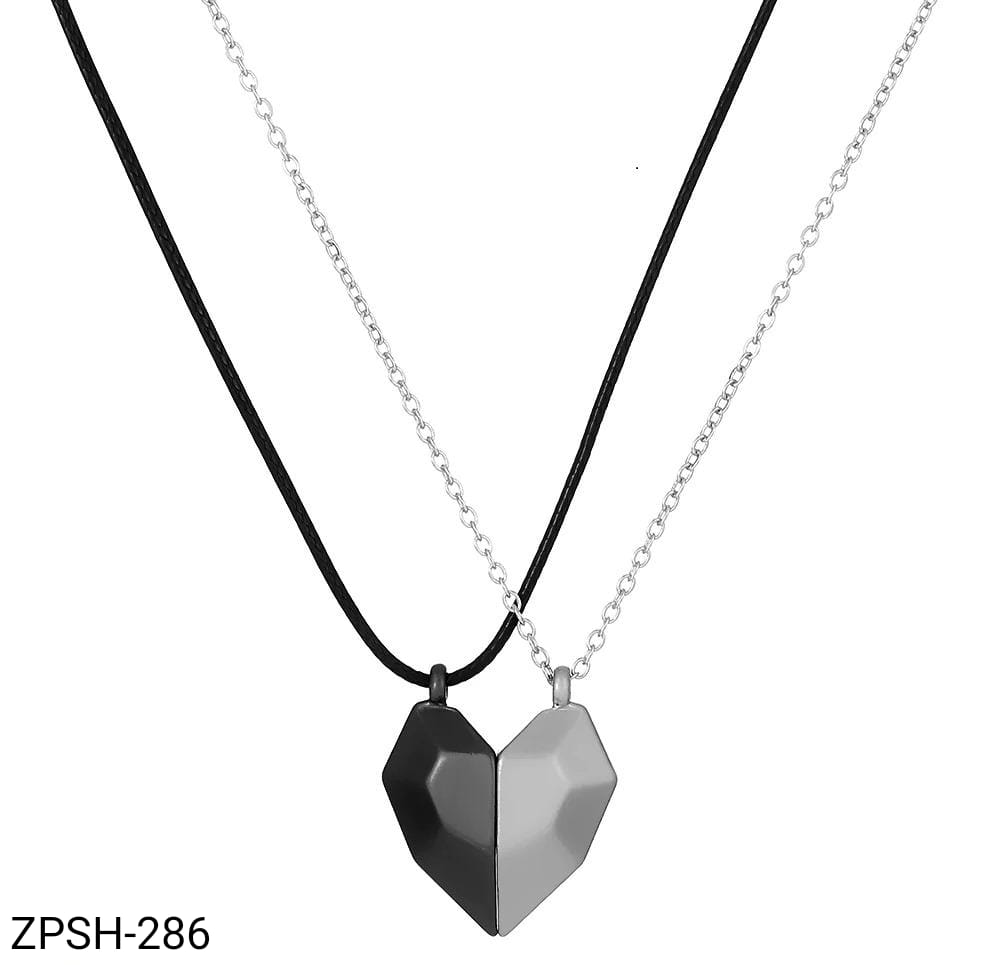 ZPSH286 DT Magnetic Two Souls One Heart Couple Pendant Necklaces