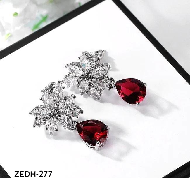 ZEDH277  Leaf Drop Earrings